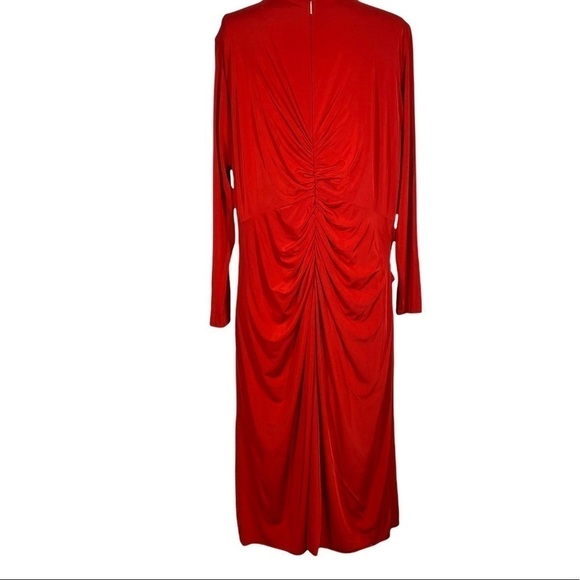 JASON WU COLLECTION Jersey V-Neck Twist Long Sleeve Red Dress New Size 14 - Picture 4 of 6